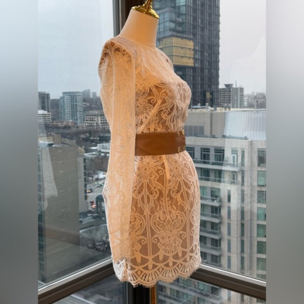 🆕 BRONX & BANCO 🧿 NWOT Casey White Lace Long Sleeve Mini Dress, Sz XS / US 2 - Picture 9 of 16